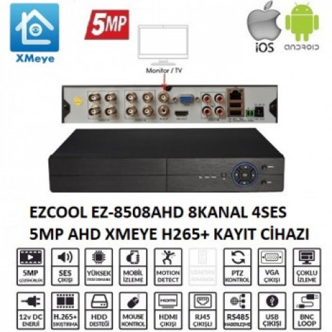 EZCOOL EZ-8508AHD 8KANAL 5MP 1HDD XMEYE KOAKSIYEL